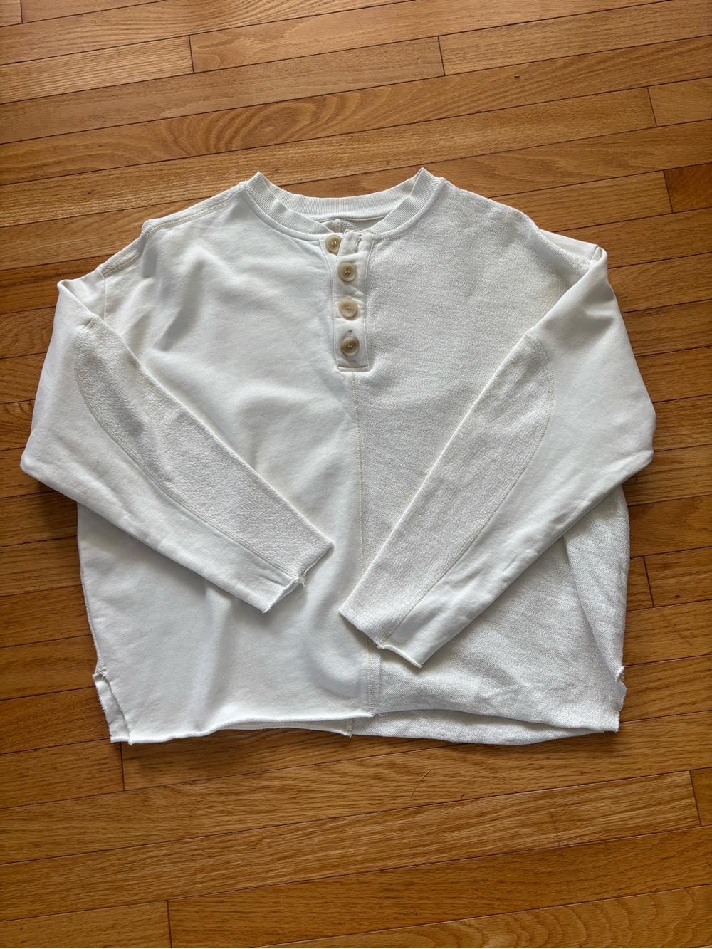 Urban Outfitters BDG Cream Long-Sleeve Henley Top with Button Placket